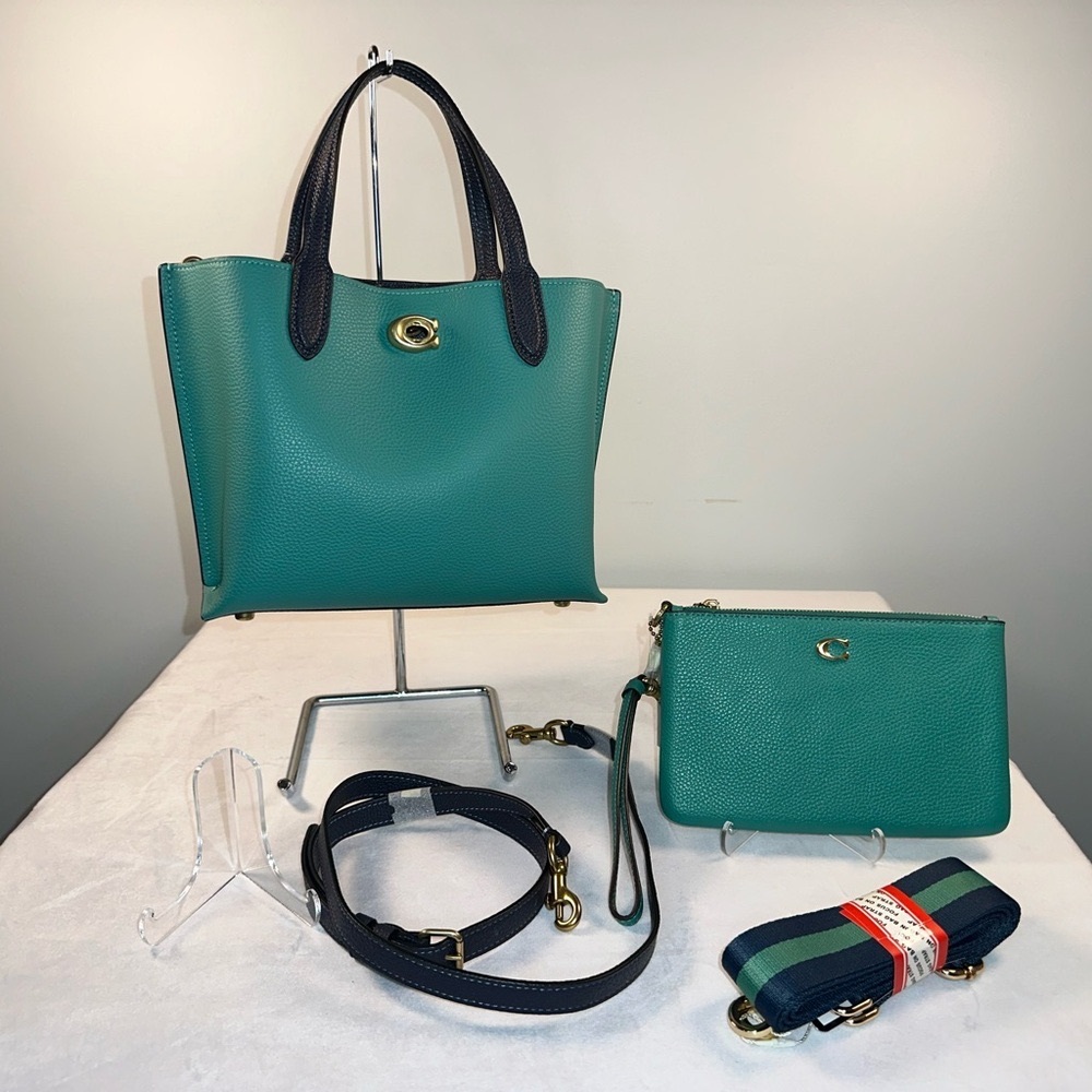 Coach Willow 24 Leather Tote with wristlet with additional crossbody strap